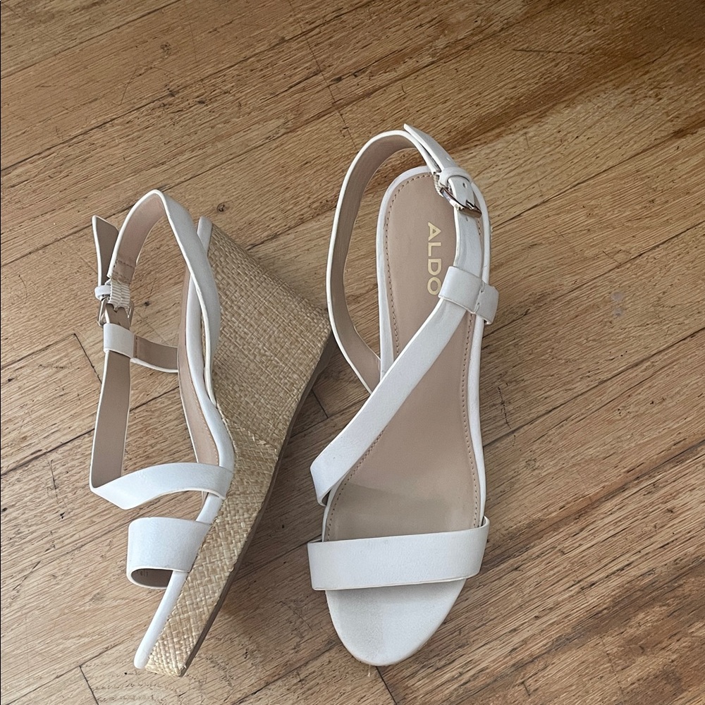 Aldo Cream Wedge Sandals